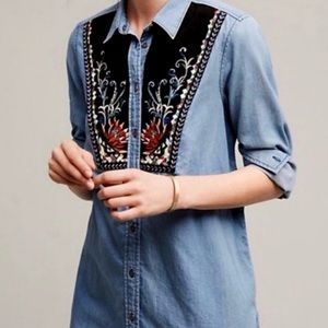 Holding horses denim button down shirt